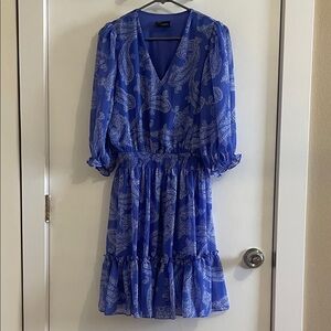 Taylor Royal Blue Paisley Long Sleeve Dress